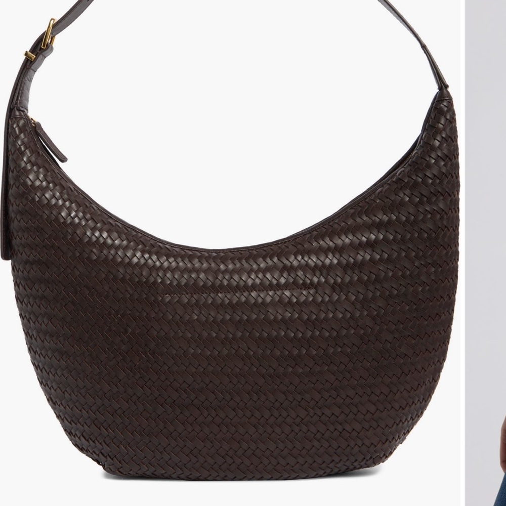 NWOT Madewell essential curve shoulder bag in handwoven leather- coffee bean